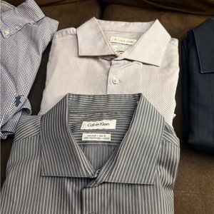 Calvin Klein Men's Gray Pinstripe Dress Shirt